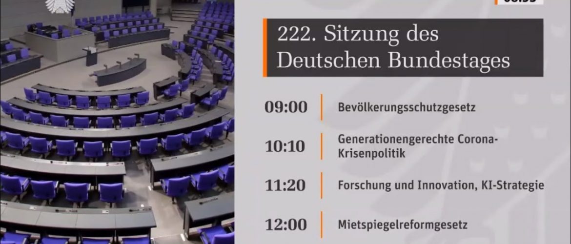LIVE: 222. Sitzung des Bundestages | Infektionsschutzgesetz  | Rentenversicherung | Mietspiegel