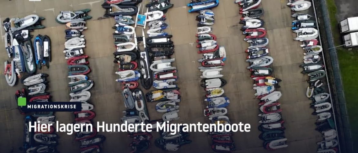 Lager von Hunderten Migrantenbooten in Dover gefilmt