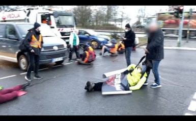 Blockade auf Stadtautobahn: Klimaschützer und Autofahrer geraten aneinander