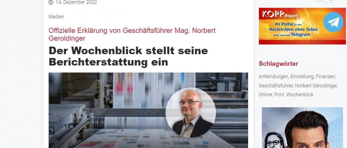 Der FPÖ-nahe „Wochenblick“ stellt sein Erscheinen ein – SIGNAL macht weiter!