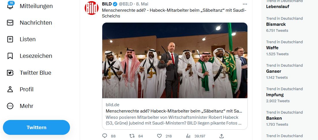 Habeck-Mann lässt sich vom Saudi-Prinzen aushalten