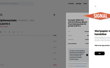 Nervosität an der Börse: Bestimmte Optionsscheine vom Handel ausgesetzt