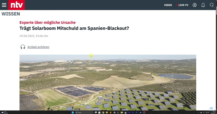 Die Bedeutung des Solarstroms für den Blackout in Spanien
